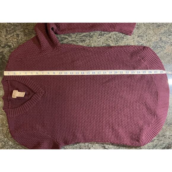 DULUTH TRADING CO sz S burgundy wool blend waffle texture v neck sweater - Picture 8 of 8